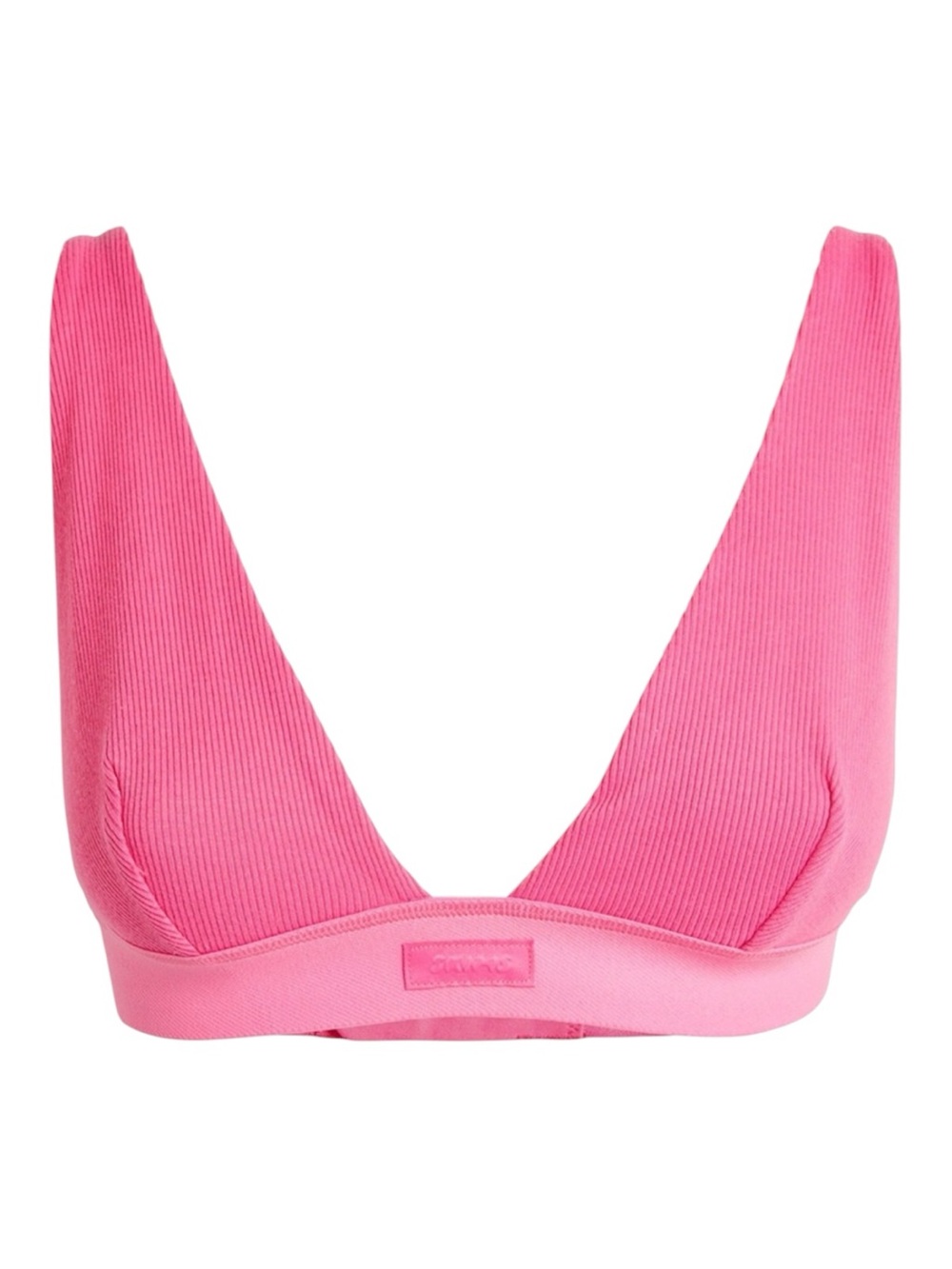 SKIMS Ribbed Cotton Blend Plunge Pink Bralette